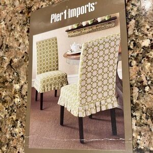 Pack of (4) Pier 1 Green & White Chair Covers.